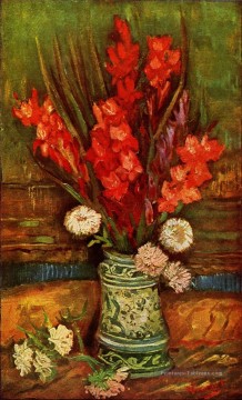  impressionniste - Vase nature morte aux glaïeuls rouges Vincent van Gogh Fleurs impressionnistes